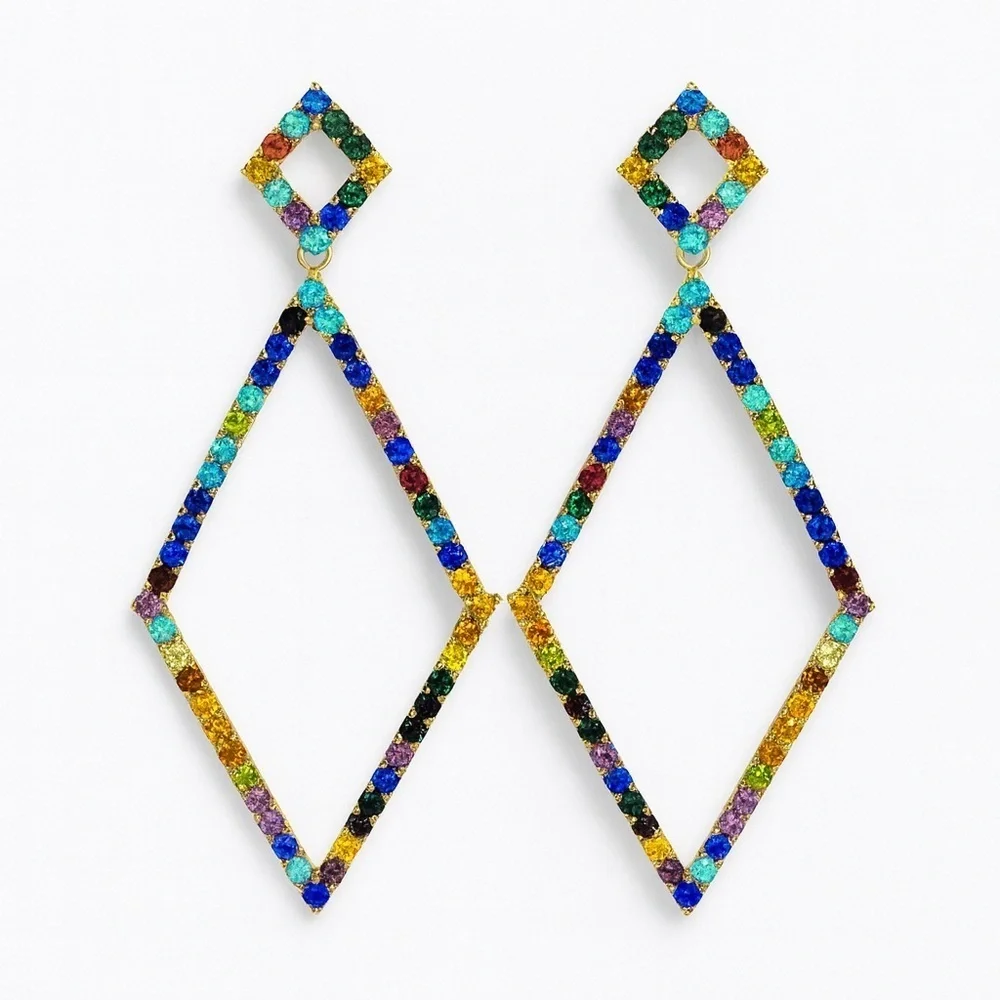 ⚜️ Multicolor Geometric Drop Earrings